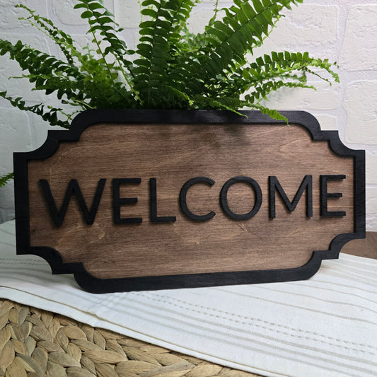 Lesena tabla “WELCOME”