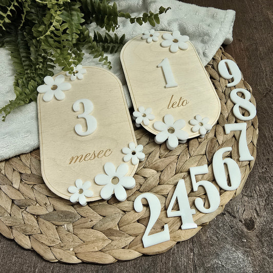 Milestone tabla z marjeticami – za mesece in prvo leto