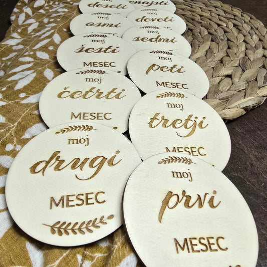Milestone lesene tablice – "Moj mesec" (12 kosov)