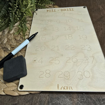 Piši – Briši: tabla s številkami od 1 do 30