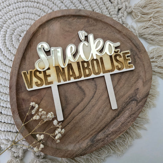Cake topper “Ime " – Vse najboljše